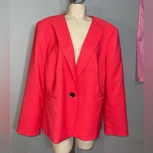 Jones Studio vibrant salmon coral one button office blazer suit jacket 18W